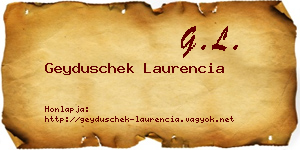 Geyduschek Laurencia névjegykártya